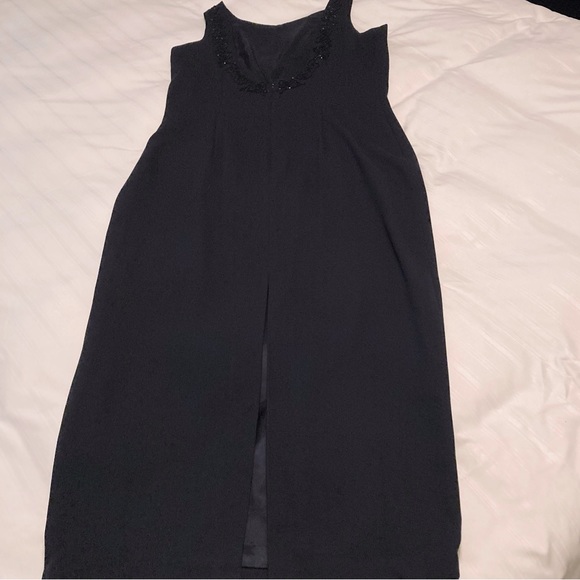 Carole Little Classic Black Maxi Embellished Dress With Stunning Plunging Back - Picture 8 of 11